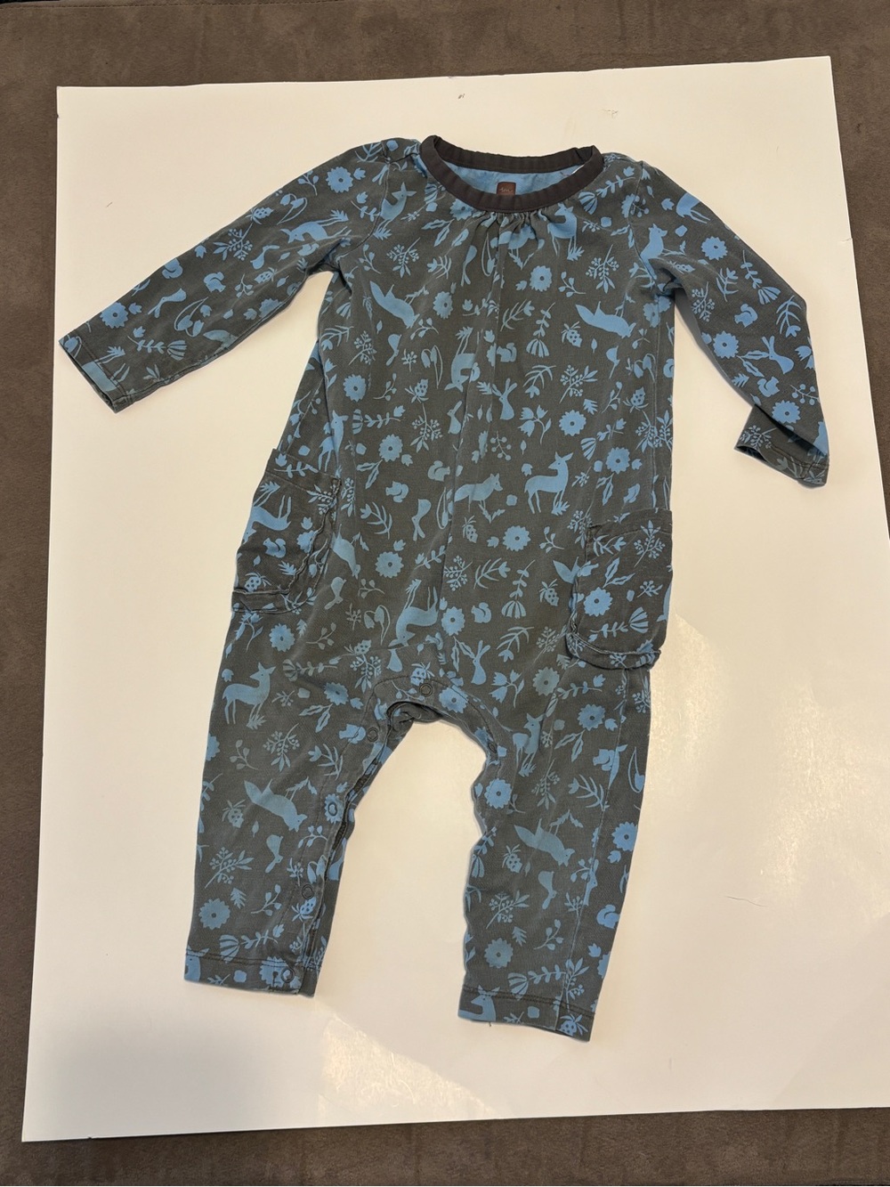 Tea Collection Blue Floral Forest Print One-Piece